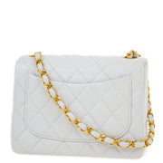 Chanel 1994-1996 White Lambskin Mini Classic Square Flap Shoulder Bag 17