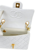 Chanel 1994-1996 White Lambskin Mini Classic Square Flap Shoulder Bag 17