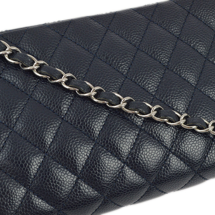 Chanel 2005-2006 Navy Caviar East West Shoulder Bag