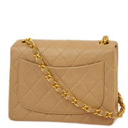 Chanel 1989-1991 Beige Lambskin Mini Classic Square Flap Shoulder Bag 17