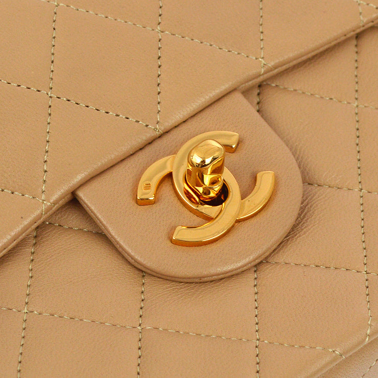 Chanel 1989-1991 Beige Lambskin Mini Classic Square Flap Shoulder Bag 17