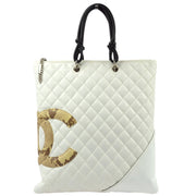 Chanel 2004-2005 White Calfskin Cambon Ligne Tote Handbag