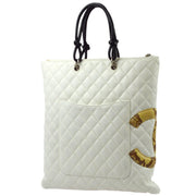 Chanel 2004-2005 White Calfskin Cambon Ligne Tote Handbag