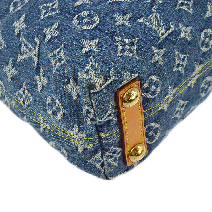 Louis Vuitton 2005 Blue Monogram Denim Baggy PM Shoulder Bag M95049