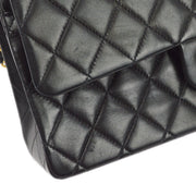 Chanel 1997-1999 Black Lambskin Medium Classic Double Flap Shoulder Bag