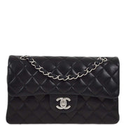 Chanel 2008-2009 Black Lambskin Small Classic Double Flap Shoulder Bag