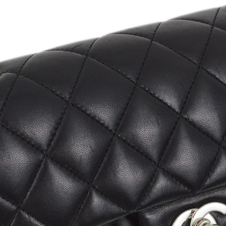 Chanel 2008-2009 Black Lambskin Small Classic Double Flap Shoulder Bag