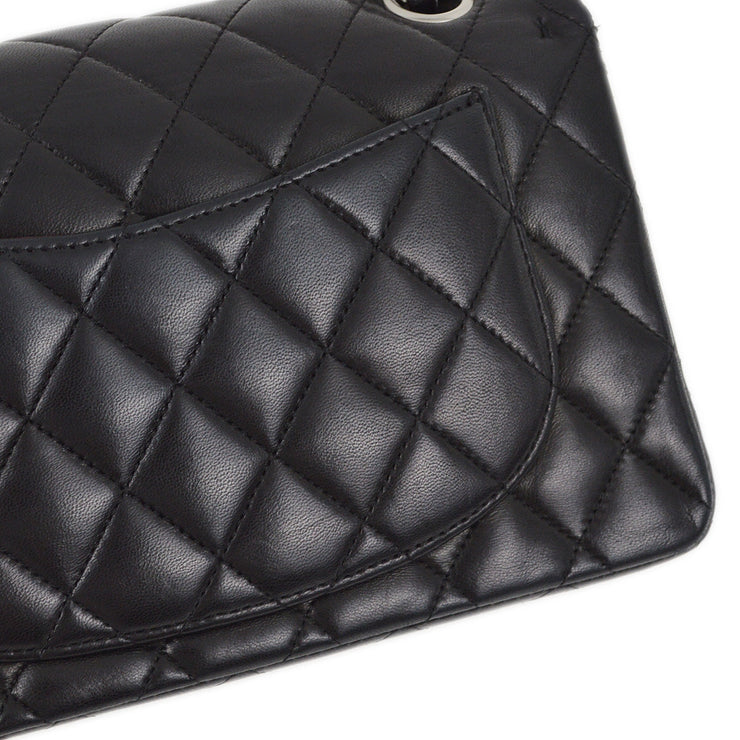 Chanel 2008-2009 Black Lambskin Small Classic Double Flap Shoulder Bag