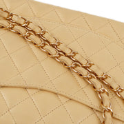 Chanel 2004-2005 Beige Lambskin Medium Classic Double Flap Shoulder Bag