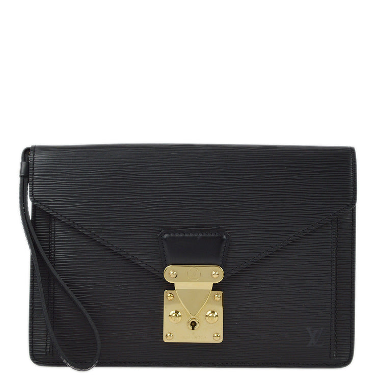 Louis Vuitton 2002 Black Epi Pochette Sellier Dragonne Clutch M52612