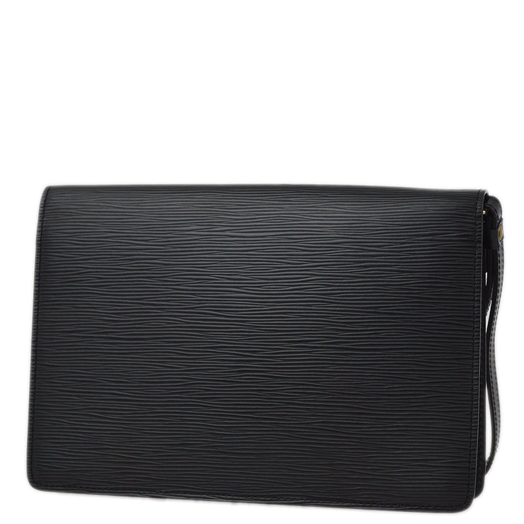 Louis Vuitton 2002 Black Epi Pochette Sellier Dragonne Clutch M52612