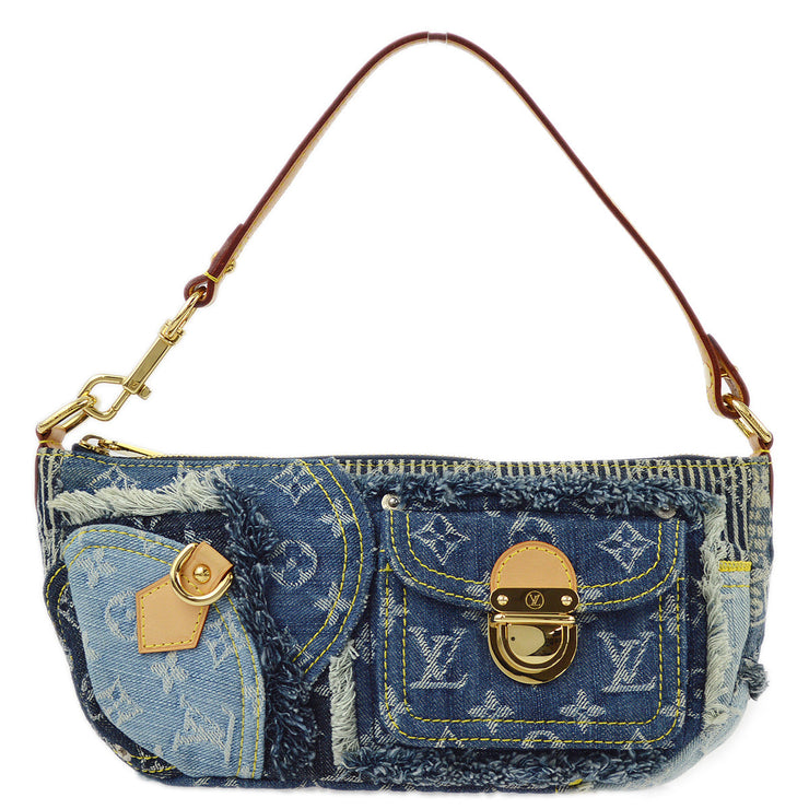 Louis Vuitton 2007 Blue Monogram Denim Patchwork Pouchy Handbag M95382