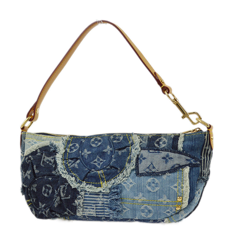 Louis Vuitton 2007 Blue Monogram Denim Patchwork Pouchy Handbag M95382