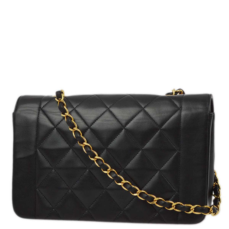 Chanel 1996-1997 Black Lambskin Small Diana Shoulder Bag