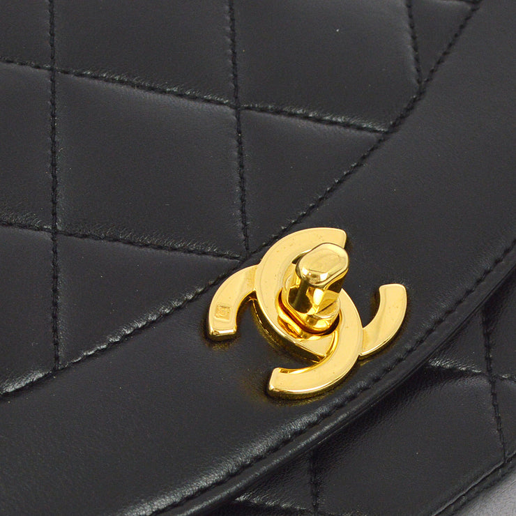 Chanel 1994-1996 Black Lambskin Small Diana Shoulder Bag