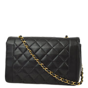 Chanel 1991-1994 Black Lambskin Medium Diana Shoulder Bag