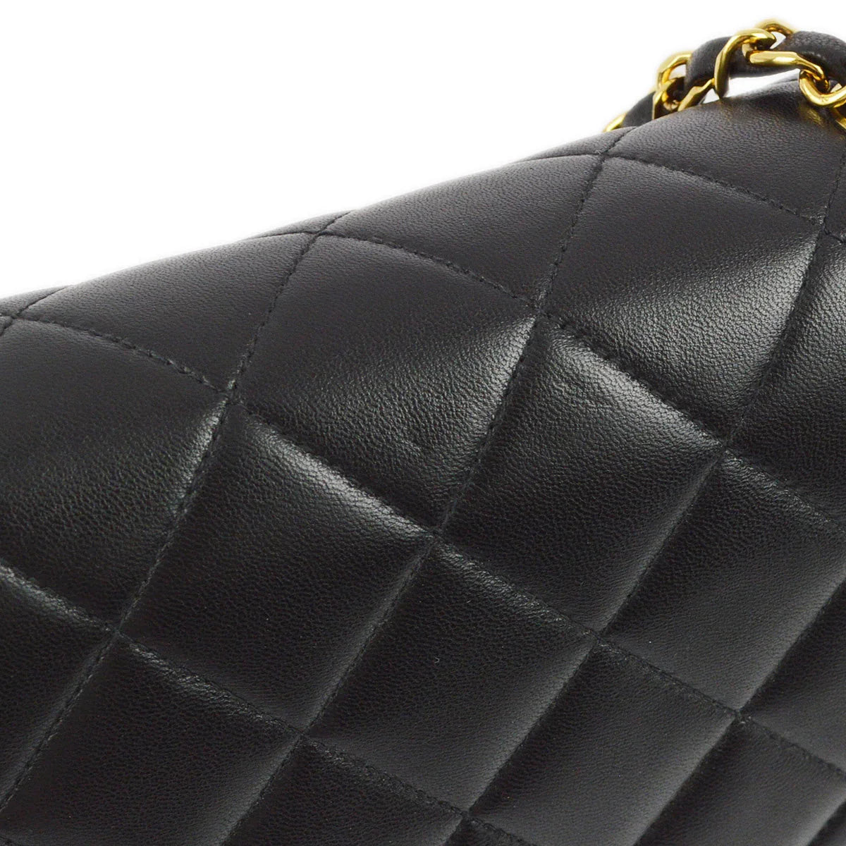 Chanel 1991-1994 Black Lambskin Medium Diana Shoulder Bag