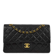 Chanel 1994-1996 Black Lambskin Medium Classic Double Flap Shoulder Bag