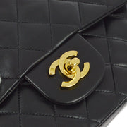 Chanel 1994-1996 Black Lambskin Medium Classic Double Flap Shoulder Bag