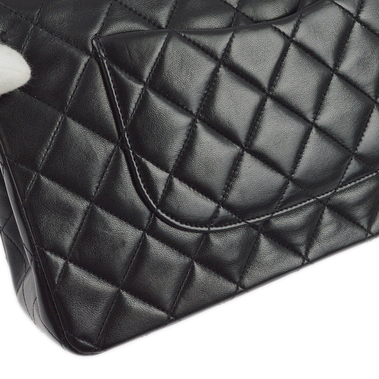 Chanel 1994-1996 Black Lambskin Medium Classic Double Flap Shoulder Bag