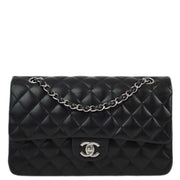 Chanel 2004-2005 Black Lambskin Medium Classic Double Flap Shoulder Bag