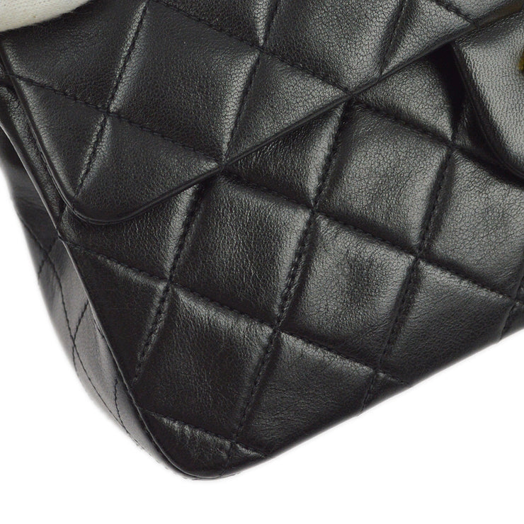 Chanel 1994-1996 Black Lambskin Small Classic Double Flap Shoulder Bag