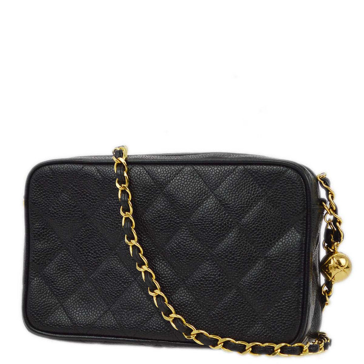 Chanel 1994-1996 Black Caviar Camera Bag Mini