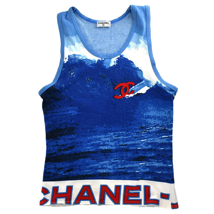 Chanel Surf Line Sleeveless Top Blue