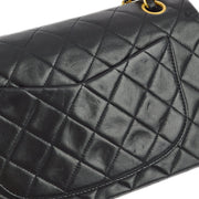 Chanel 1991-1994 Black Lambskin Small Classic Double Flap Shoulder Bag