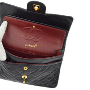 Chanel 1991-1994 Black Lambskin Small Classic Double Flap Shoulder Bag