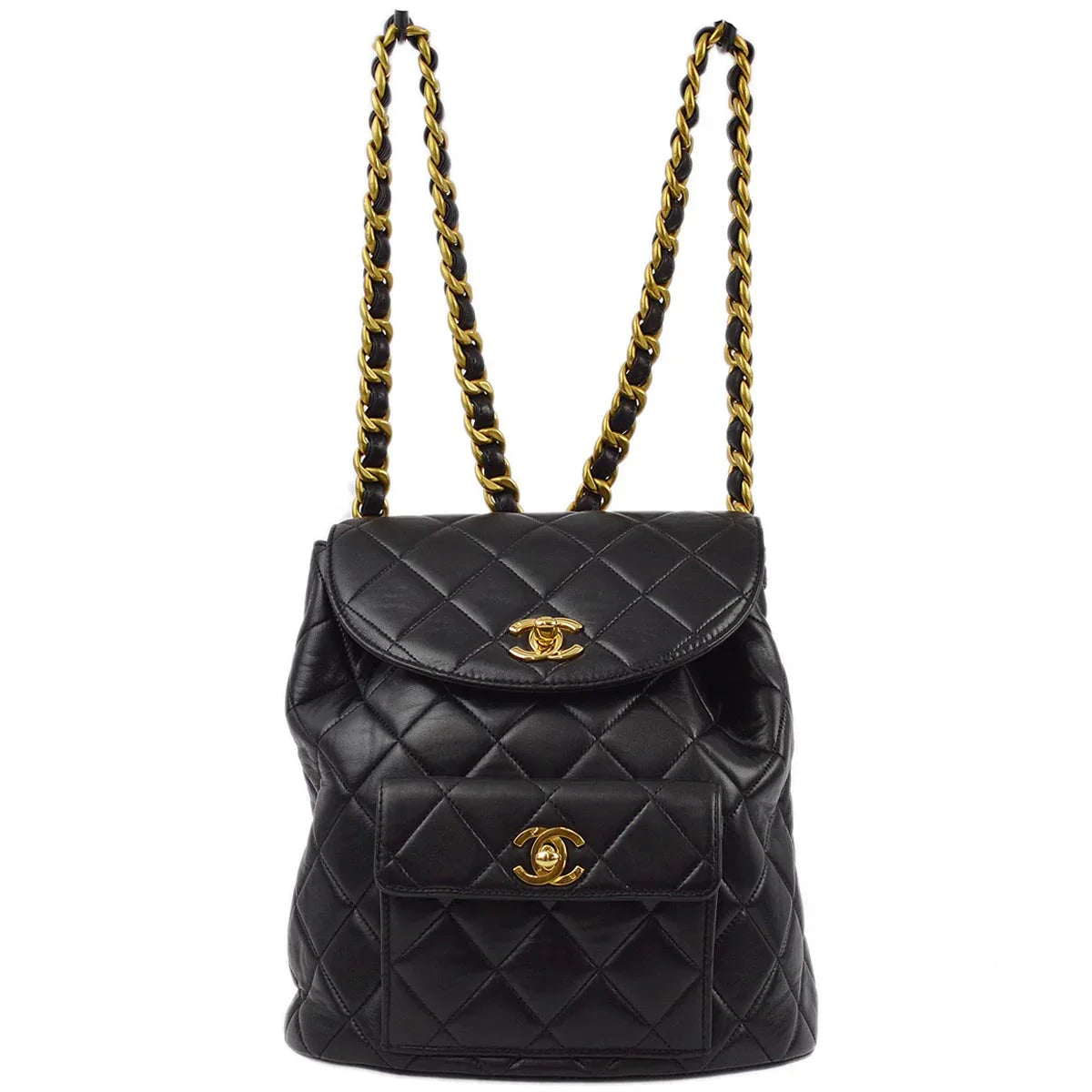 Chanel Black Lambskin Large Duma Backpack