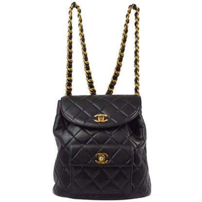 Chanel Black Lambskin Large Duma Backpack