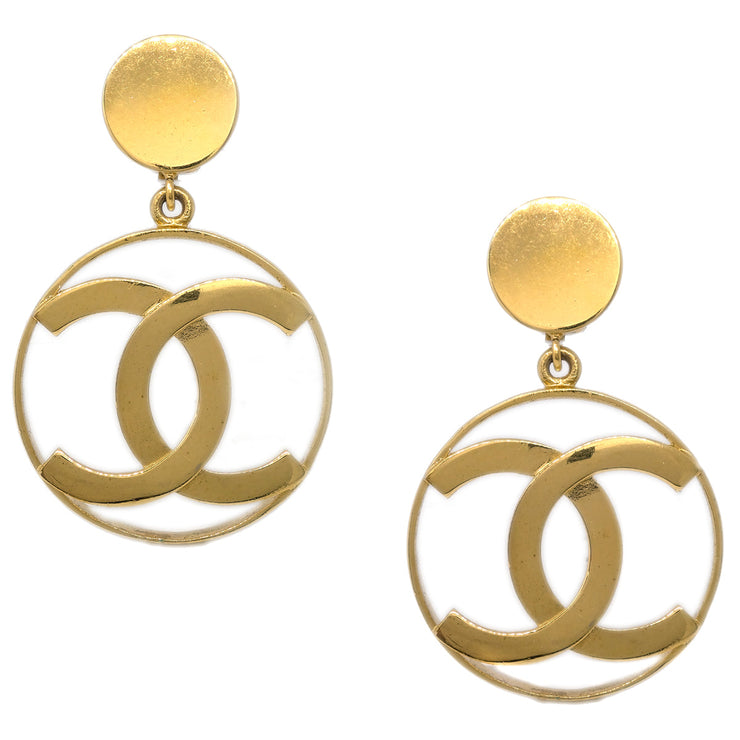 Chanel Hoop Dangle Earrings Clip-On Gold