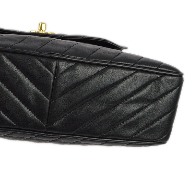 Chanel 1991-1994 Black Lambskin Camera Bag Large