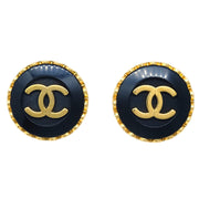 Chanel Black Button Earrings Clip-On 96P