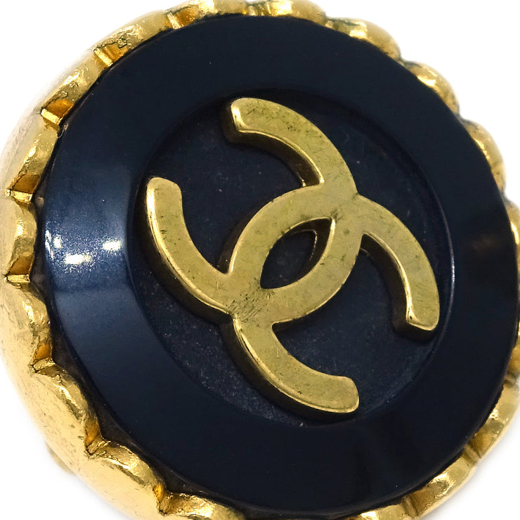 Chanel Black Button Earrings Clip-On 96P