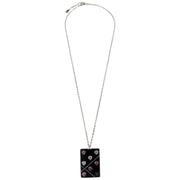 Chanel Black Square Necklace Pendant Rhinestone 04A