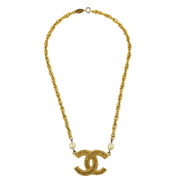 Chanel Gold CC Pendant Costume Pearl Necklace