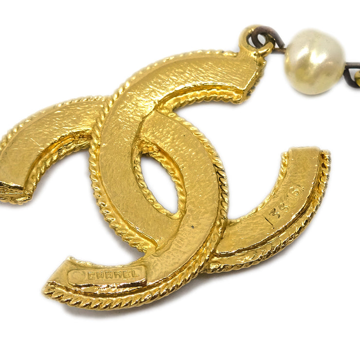 Chanel Gold CC Pendant Costume Pearl Necklace