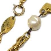 Chanel Gold CC Pendant Costume Pearl Necklace