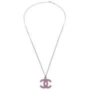 Chanel Chain Necklace Silver Pink 05A