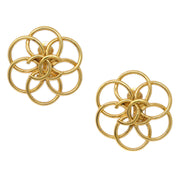 Chanel Flower Earrings Clip-On Gold 2451