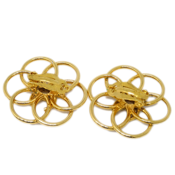 Chanel Flower Earrings Clip-On Gold 2451