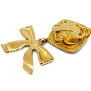 Chanel Bow Dangle Earrings Clip-On Gold