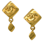 Chanel Rhombus Dangle Earrings Clip-On Gold 96P