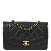 Chanel 1994-1996 Black Lambskin Small Diana Shoulder Bag