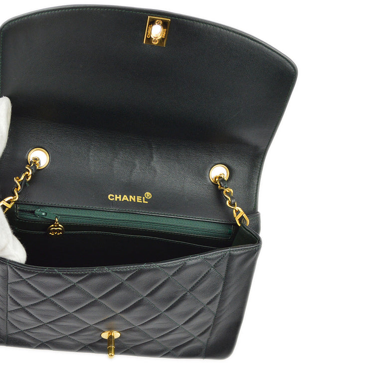 Chanel 1989-1991 Green Lambskin Medium Diana Shoulder Bag