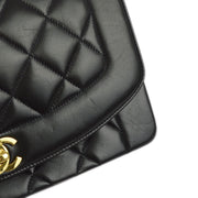 Chanel 1991-1994 Black Lambskin Medium Diana Shoulder Bag