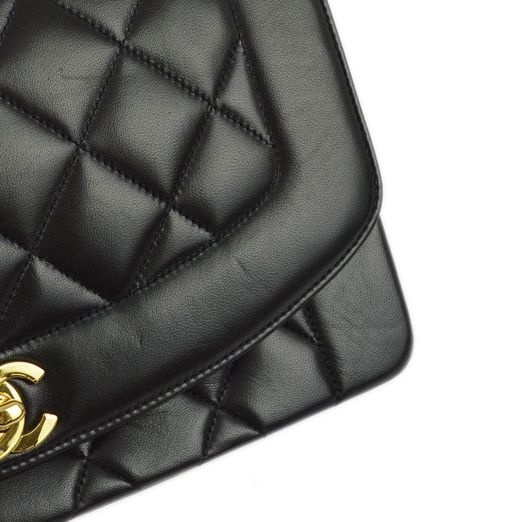 Chanel 1991-1994 Black Lambskin Medium Diana Shoulder Bag