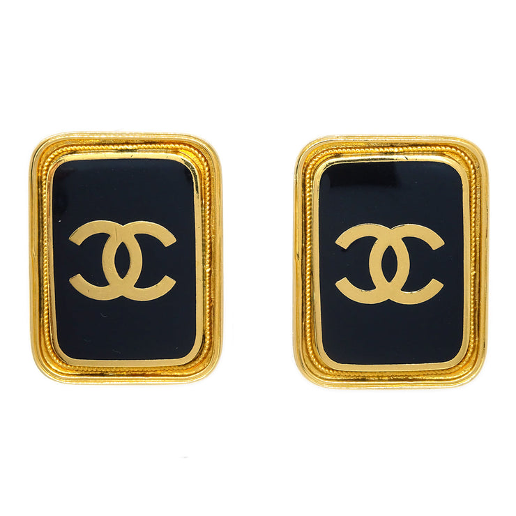 Chanel Square Earrings Clip-On Gold 93P